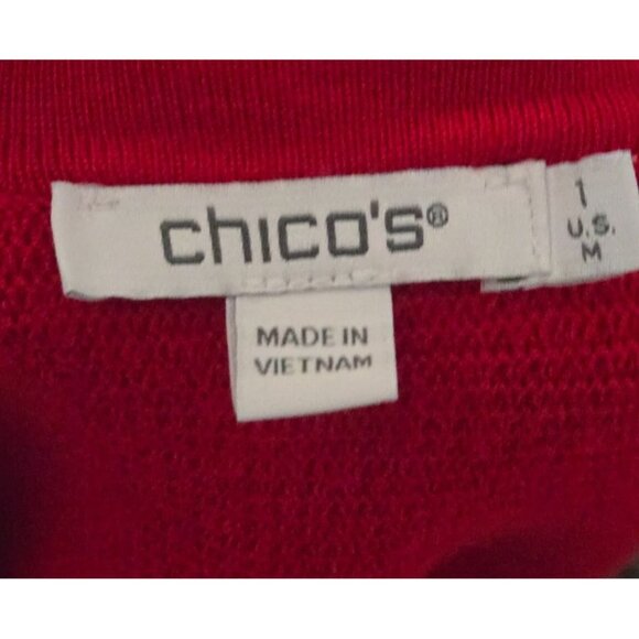 Chico's red Sweater Shirt long sleeve Women's Chico's Size 1 US M - Picture 4 of 6